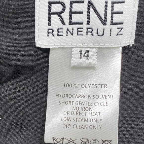 NEW RENE RUIZ Women’s Off-the-Shoulder Gown Black/Nude Floral Size 14 - Picture 3 of 7